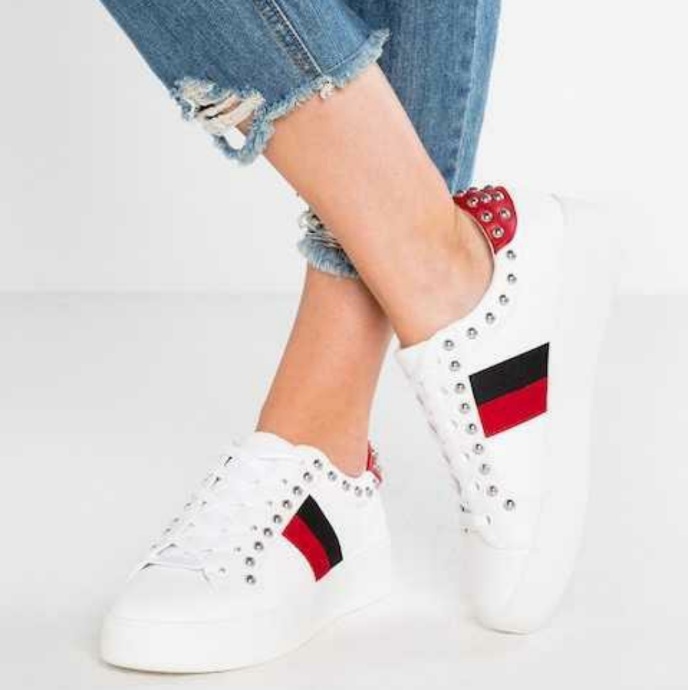 Steve Madden White and Red Sneakers